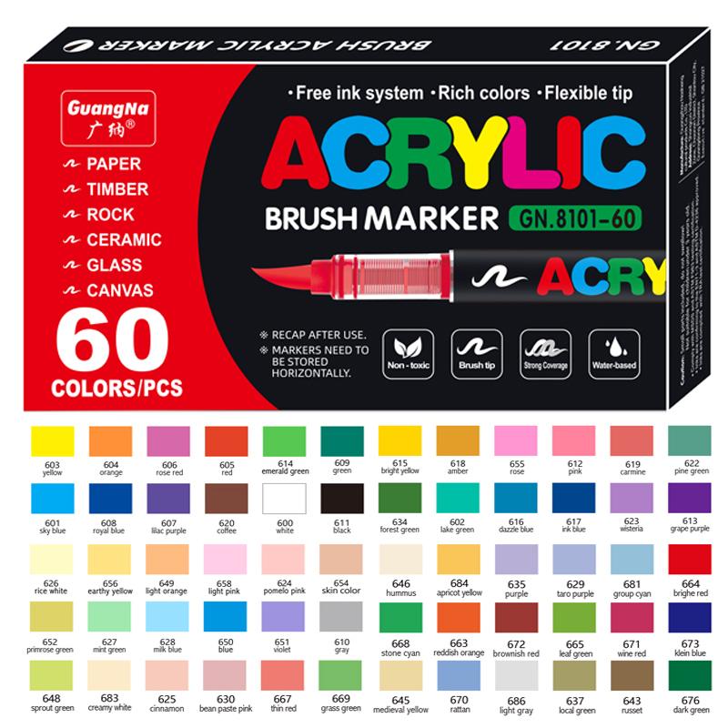 72 цвета акриловые маркеры-кисти для ткани, ручка для рисования камнями, керамикой, стеклом, холстом, деревом, DIY, изготовление карт, товары для рукоделия