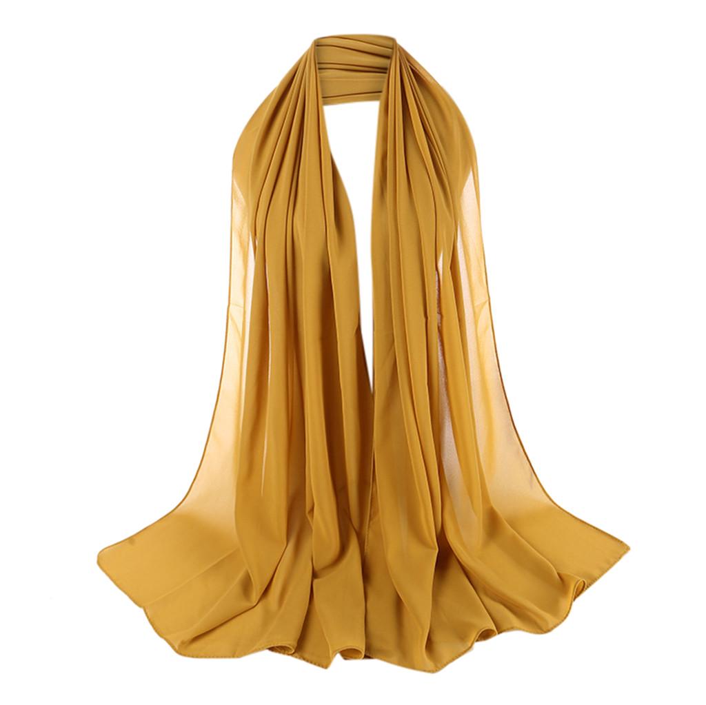 Женские шарфы, однотонный платок на голову, жемчужный хиджаб, легкий модный шарф для волос 