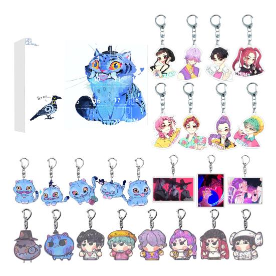 Аниме Рождественский Обратный Отсчет Коробка 24-Дневный Адвент-Календарь с Акриловыми Подвесками-Игрушками