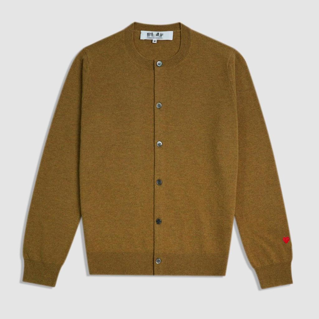 Women's Slim Fit Japanese-Style Wool Cardigan with Embroidered Peach Heart