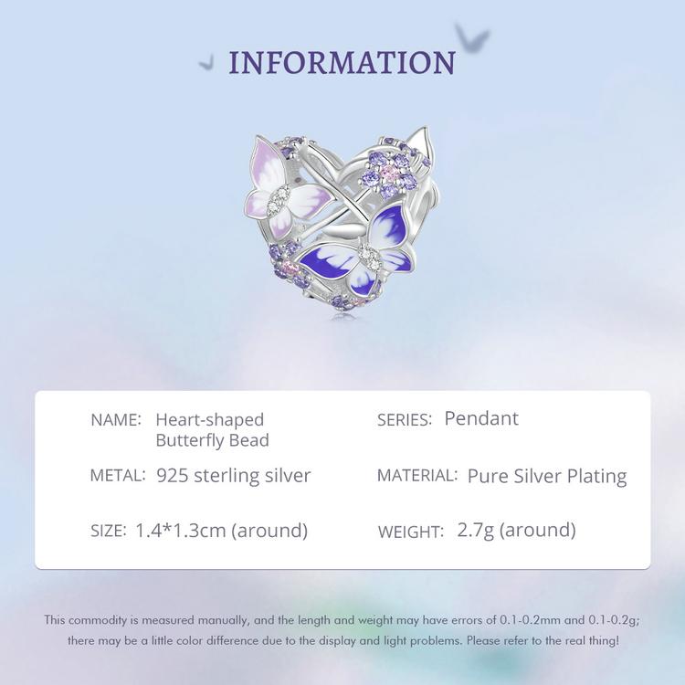 WOSTU Стерлингового Серебра 925 пробы, мистический фиолетовый цветок, подвески, бусины, защитная цепочка в виде бабочки, подходит для оригинального браслета, DIY ожерелье, ювелирные изделия