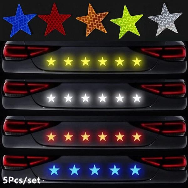 12 шт. Наклейки-предупреждения на двери автомобиля, Светоотражающие наклейки безопасности, Пятизвездочные, Противоударные, Водонепроницаемые светоотражающие наклейки, Наклейки для украшения автомобиля KTY