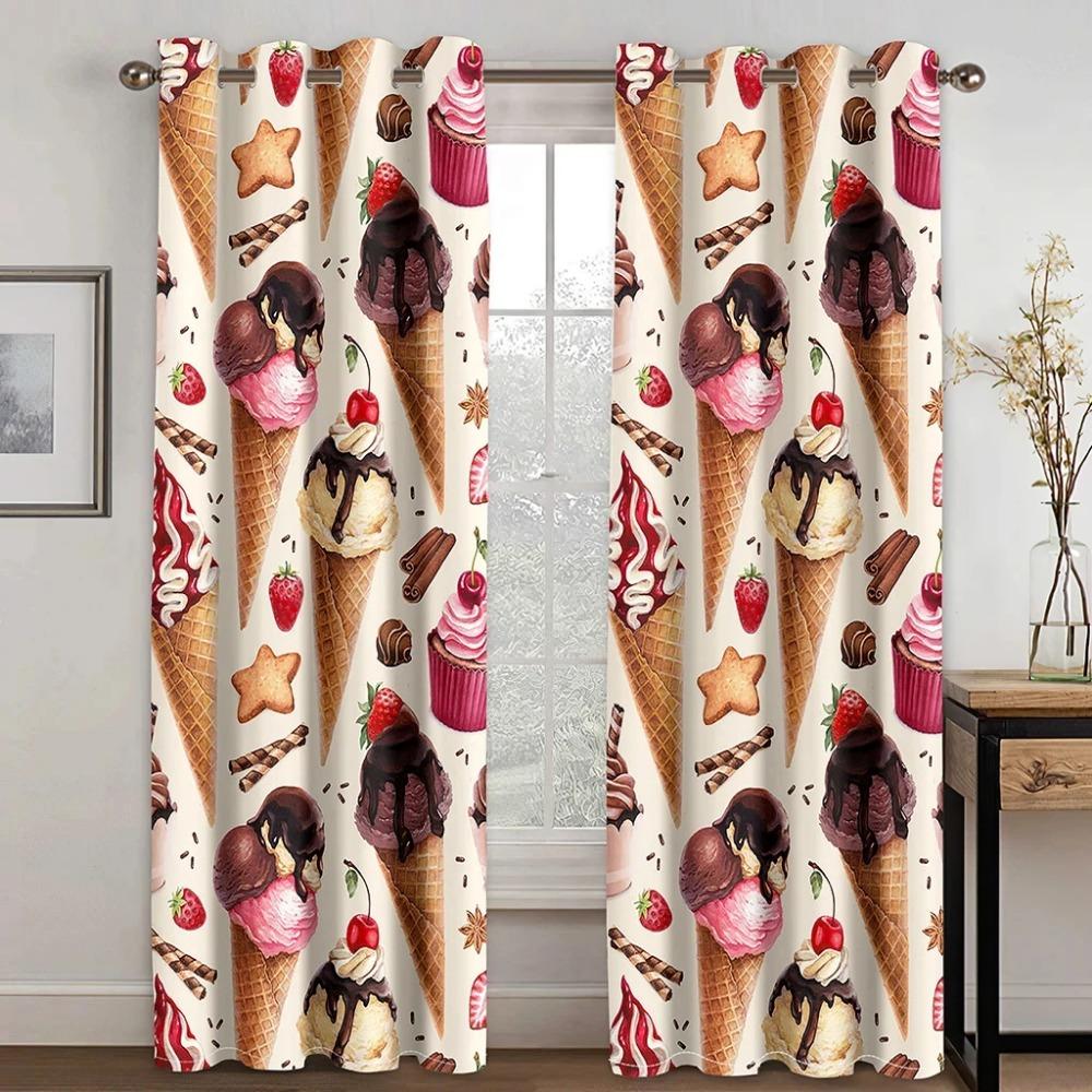 Модный десерт мороженое леденец пончик высокая затемняющая штора для девочек спальня гостиная отель студия окно 2панельный солнцезащитный козырек