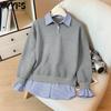 Женские модные повседневные весенне-осенние рубашки-поло с длинным рукавом и принтом в полоску, блузки и рубашки