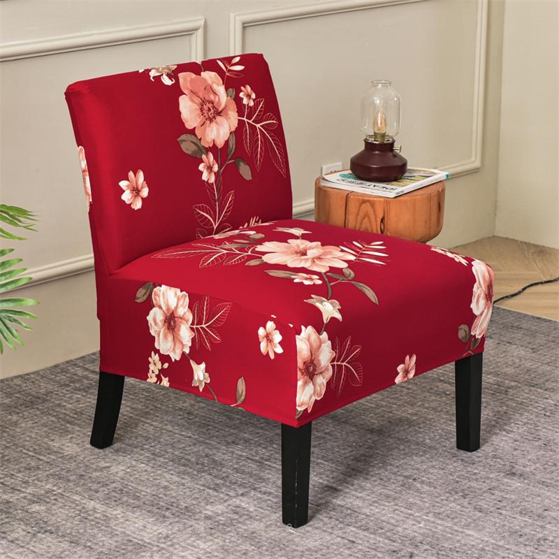 Christmas Print Accent Armless Chair Cover Single Sofa Stool Slipcover Nordic Stretch Chair Covers Elastic Couch Protector Cover