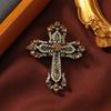 Hot Selling Vintage Middle Design Cross Full Crystal Brooch Badge Vintage Baroque