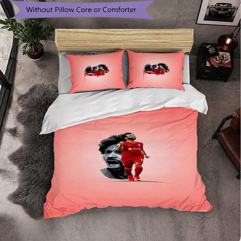 Mohamed Salah 3 Piece Bedding Set Soft Duvet Cover Set with Pillowcases Printed Bedroom Decor Set for Home