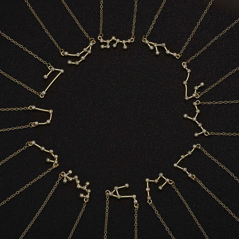 3 шт./компл., 12 знаков зодиака, ожерелье для женщин, 12 подвесок в виде созвездия, цепочка-колье, украшения на день рождения с картонной карточкой