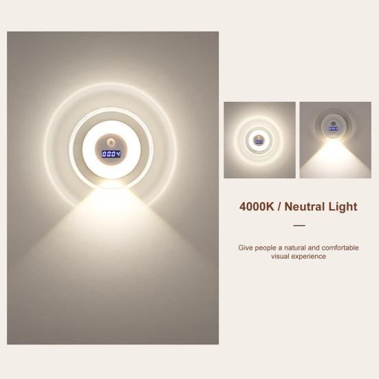 Светодиодный ночник с датчиком движения и цифровыми часами, 3 цветовые температуры, плавная регулировка яркости, ночник с активацией движением