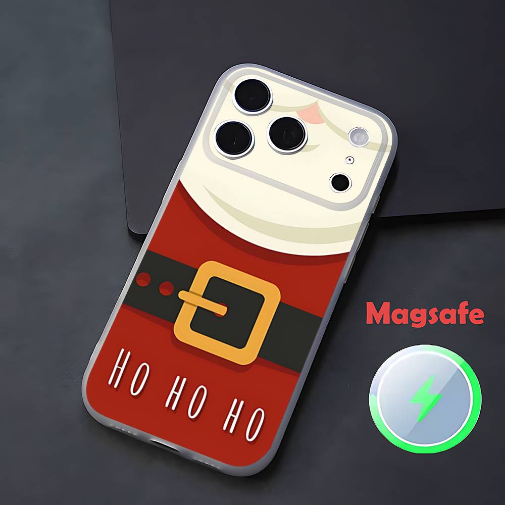 Рождественский чехол для телефона Санта-Клаус для iPhone 17,16,15,14,13,12,11 Pro,Max,Plus,Mini,Air,E Магнитный Magsafe Матовый Прозрачный