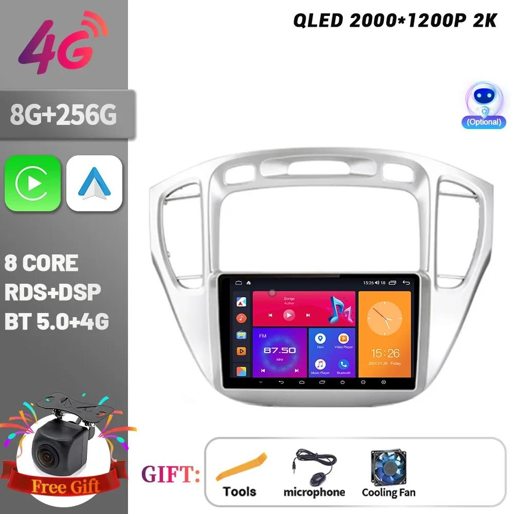 Беспроводной экран CarPlay Стерео Android 14 Для Toyota Highlander 1 XU20 2001-2007 Автомагнитола Мультимедийная навигация Сенсорный экран