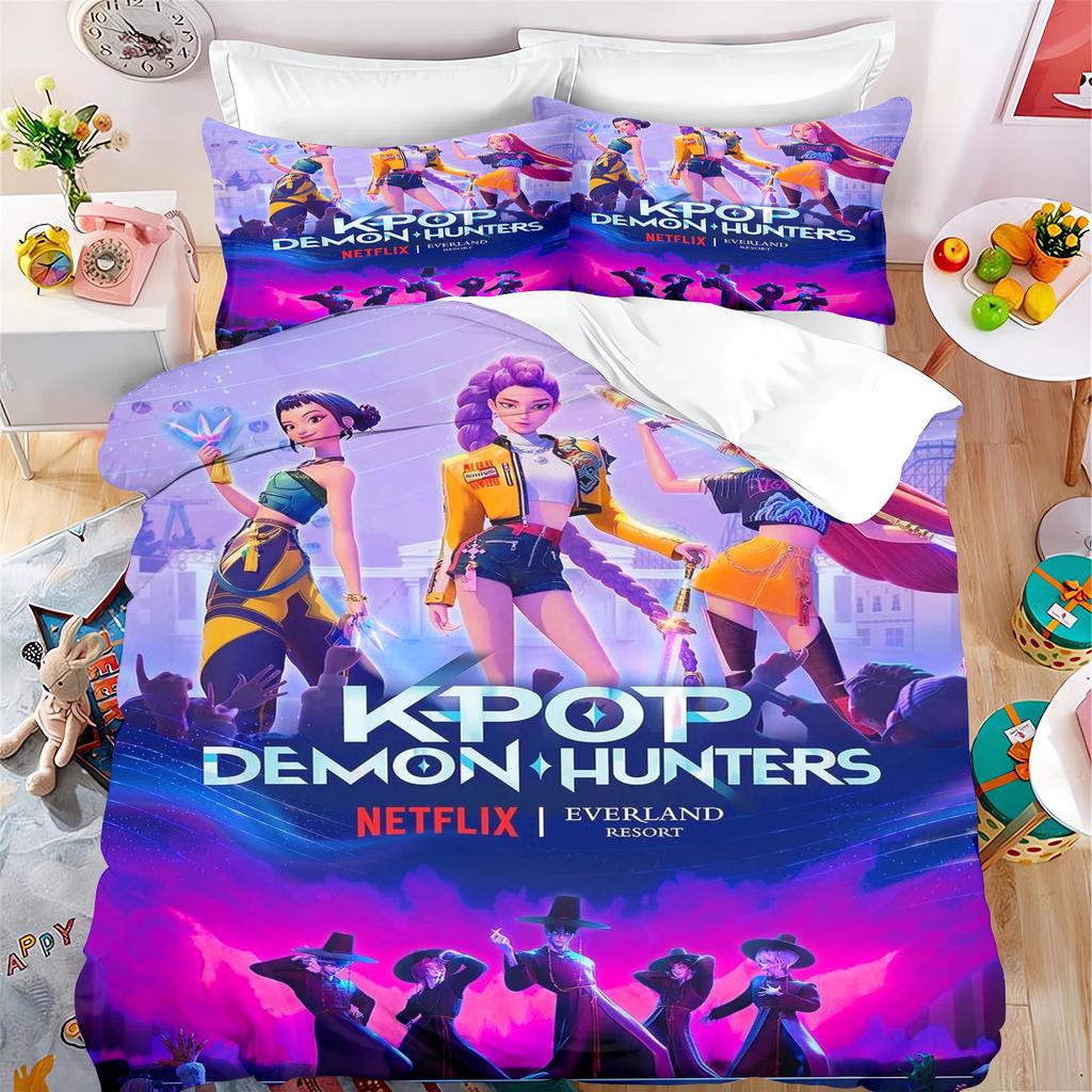 K-pop Аниме Дом Спальня Комфортер Нордический полиэстер Подходит для детей и взрослых Комплект из 3 предметов