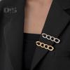 Women Brooch Hollow Chain Shape Polished Solid Color Anti-slip Wear-resistant Coat Collar Pants Hat Scarf Decoration Clothes Positioning Pin Garment