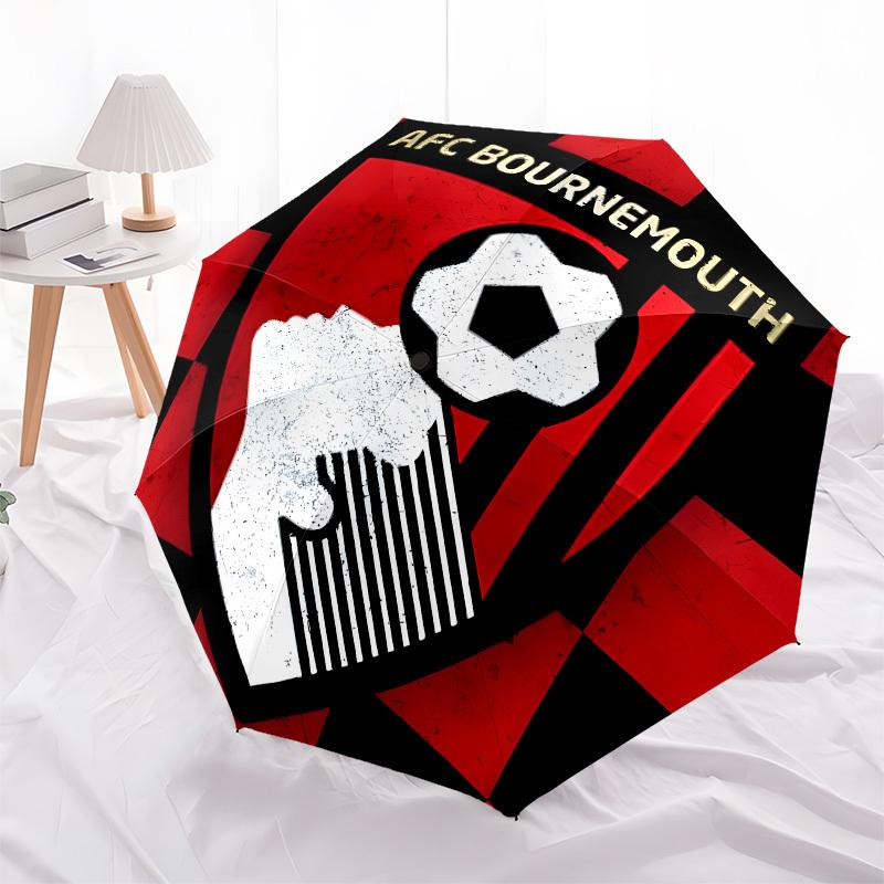 AFC Bournemouth, Football Crest Automatic Opening and Closing, 8 rib Structure Portable Umbrella, Suitable for Men and Women in All Seasons