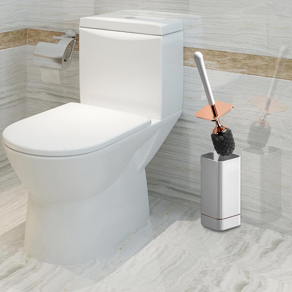 Wall Mounted Toilet Brush and Holder Bathroom Stainless Steel Handle Toilet Bowl Brush Durable Light Luxury Style