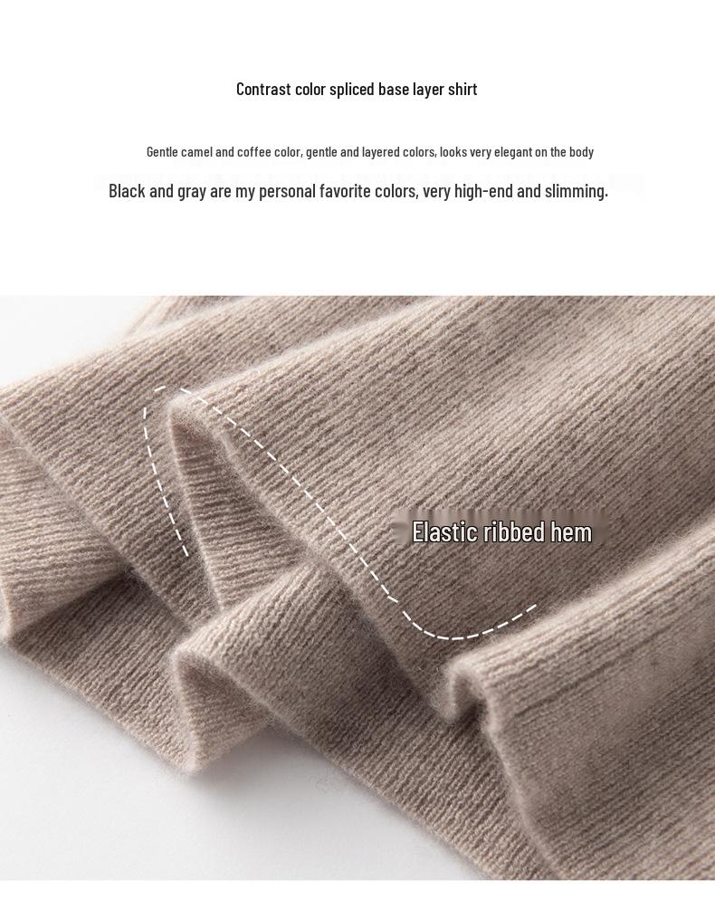 12-Gauge Cashmere Ribbed Slim-Fit Round Neck Base Layer with Contrasting Cuffs