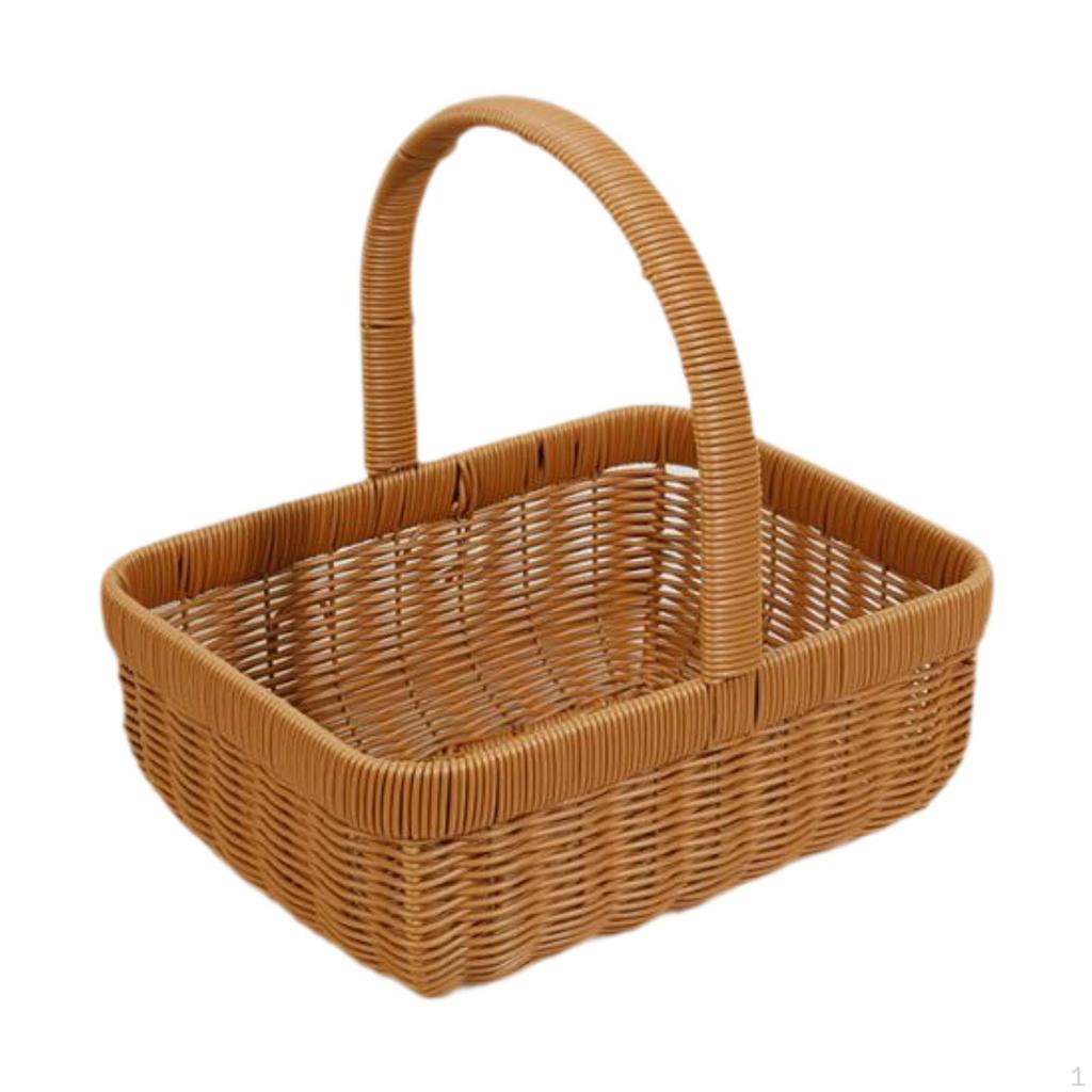 Imitation Rattan Picnic Basket Vegetable Fruit Picking Flower for Candy