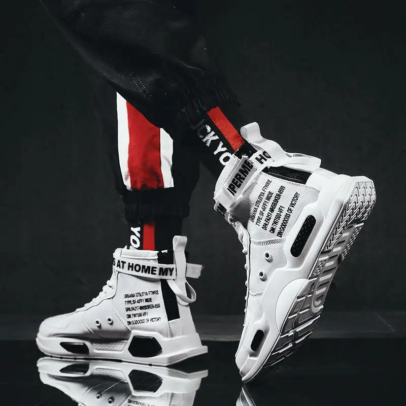 Мужские высокие модные кожаные кроссовки, тренд, горячая распродажа, удобная мужская повседневная обувь, нескользящая дышащая мужская обувь