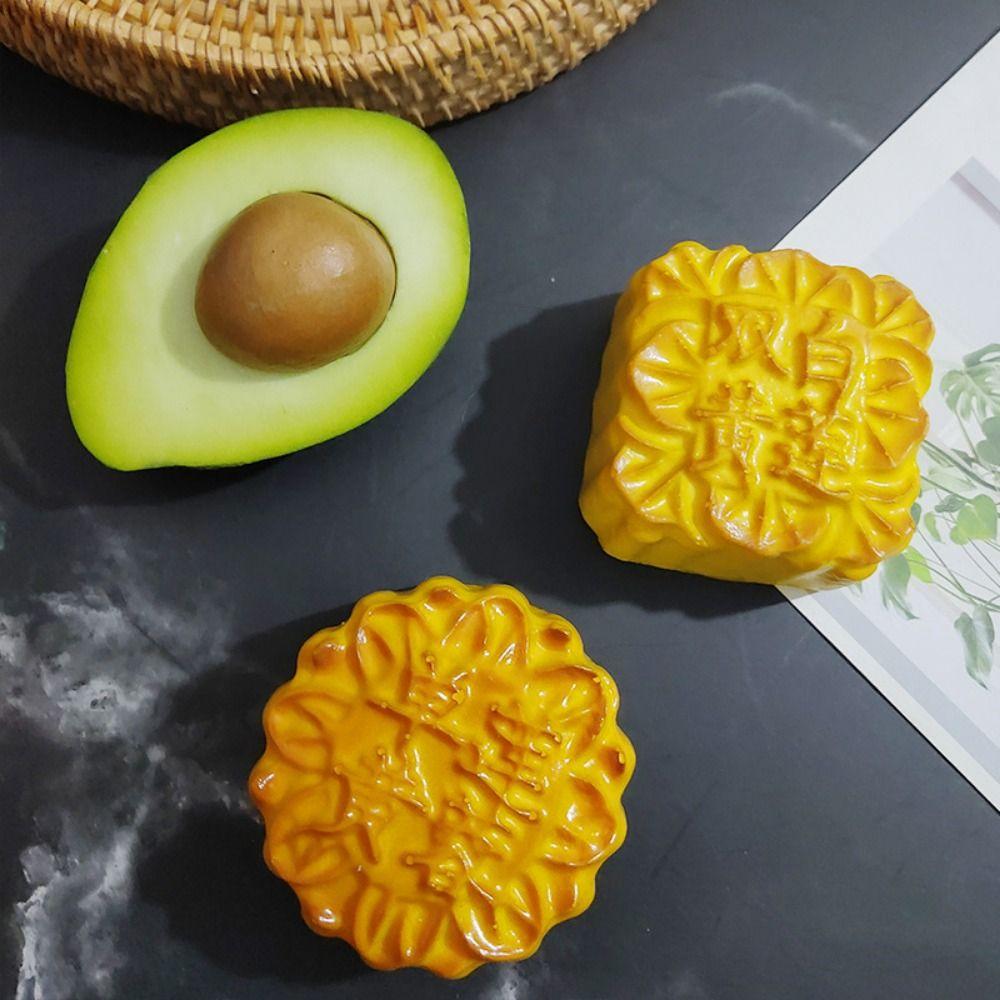 Square/Round Simulation Moon Cake PU Mid Autumn Window Food Decoration Moon Cake Mode  Store Window