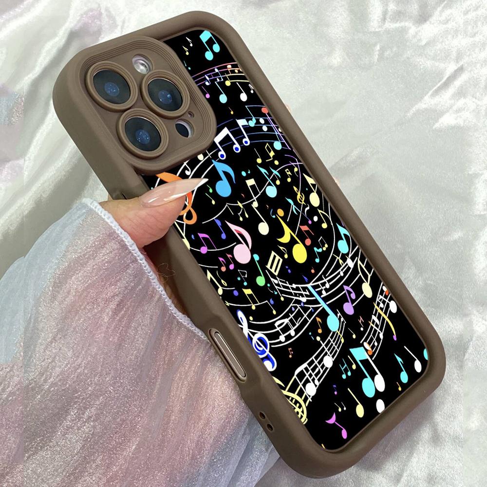 JT184 Красочные музыкальные ноты Арт для iPhone 17 16 15 14 Pro Max Samsung S26 S25 Ultra A17 A16 A07 A56 A25Xiaomi 15T Redmi 15c 14C Мягкий ТПУ Чехол