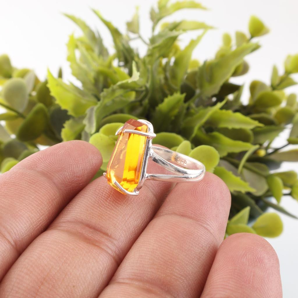 Gift For Her Citrine Gemstone 925 Sterling Silver Jewelry Handmade Women Ring RR-40-4