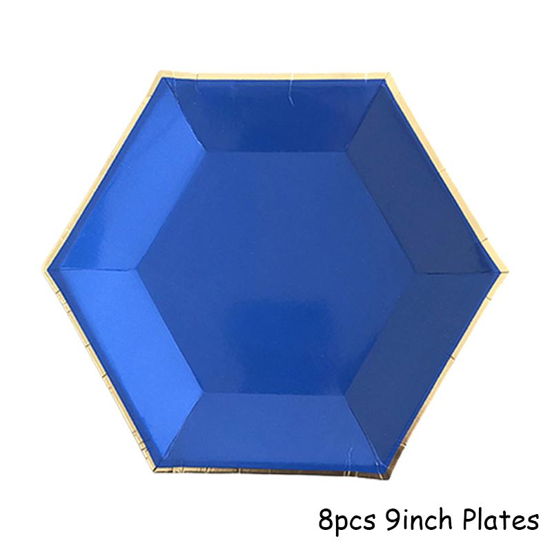 Одноразовая посуда голубого цвета, бумажные тарелки для вечеринок, стаканчики, трубочки, сувениры для детского душа, товары для дня рождения, золотые украшения для вечеринок, карнавала, свадьбы