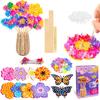 1 Set Poke Art Flower Bouquet Kit with Butterfly Wooden Vase Handmade Flower Making Toy Toddlers Floral Bouquet Arts Crafts Activities Toy