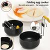 Foldable egg boiling device with handle+hook,stainless steel heating mold,heat-resistant silicone,egg boiling cooking accessorie