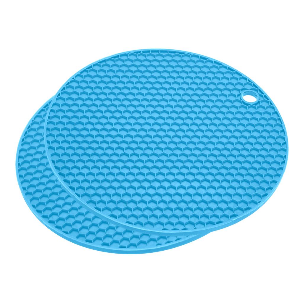 2pcs Uxcell Dish Drying Mat Set Round Silicone Reusable Drain Pad Heat Resistant Suitable for Kitchen Counter Fridge Drawer