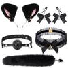 SM Fox Tail Three-Piece Set: Anal Plug, Collar & Nipple Clamps - Adult Toys for Women