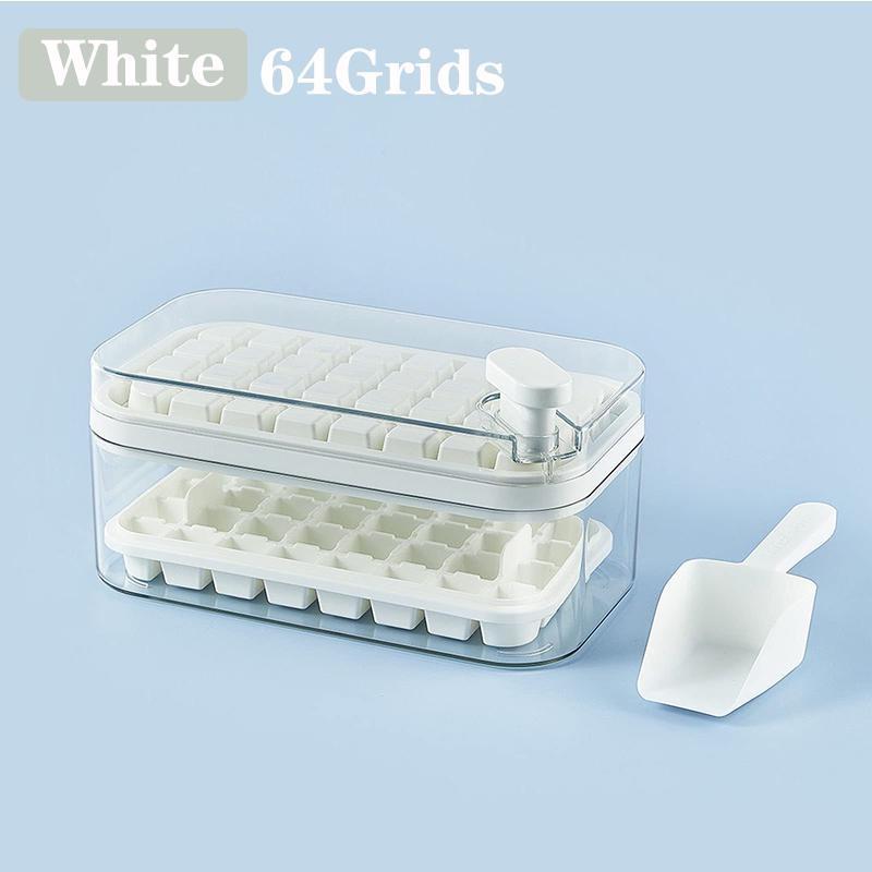 1 шт., пресс-форма для льда с одной кнопкой, коробка для формования льда 32/64 сетки, пластиковая форма для изготовления кубиков льда, форма для лотка для льда с коробкой для хранения с кухонным барным инструментом для прохладительных напитков