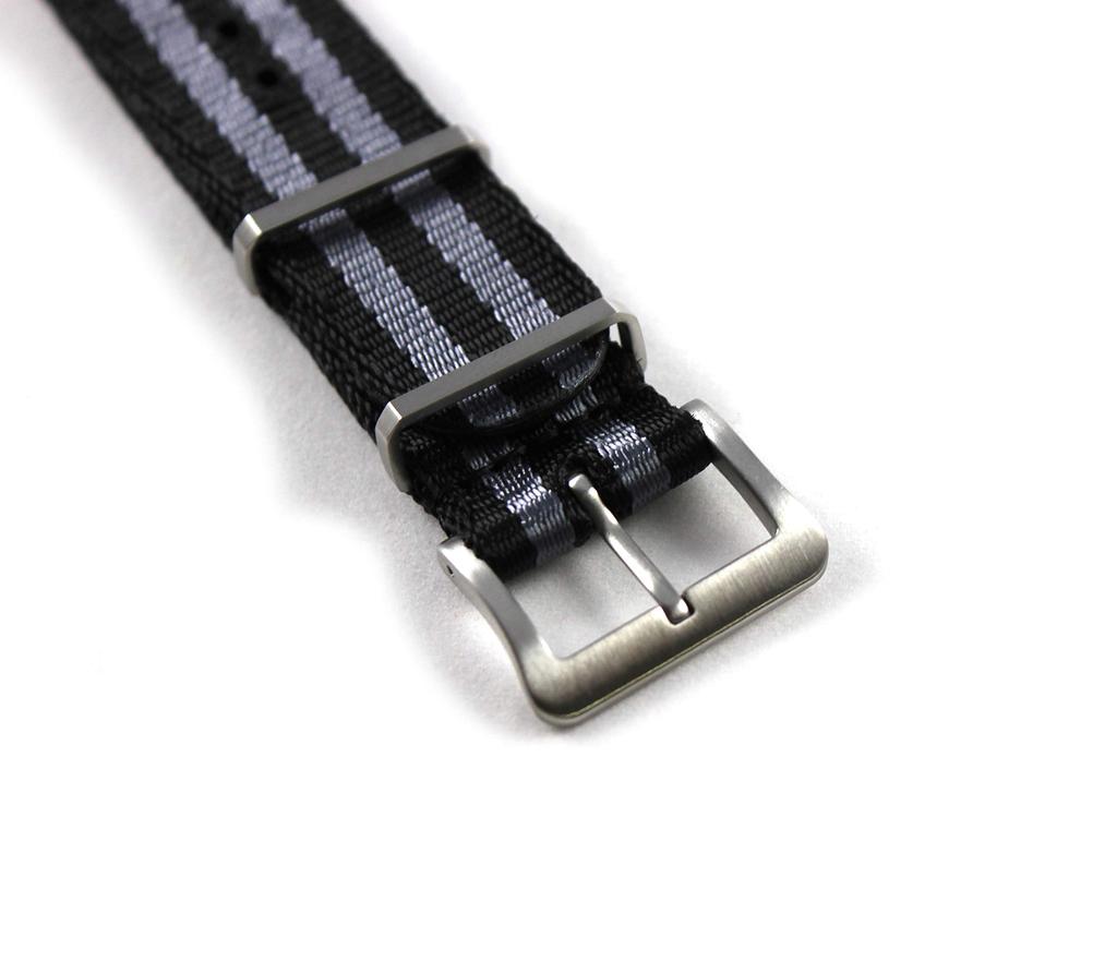 [Naval watch Co.] Премиальный нейлоновый ремешок типа G10 NATO, Черный с двойной серой полосой (20мм)