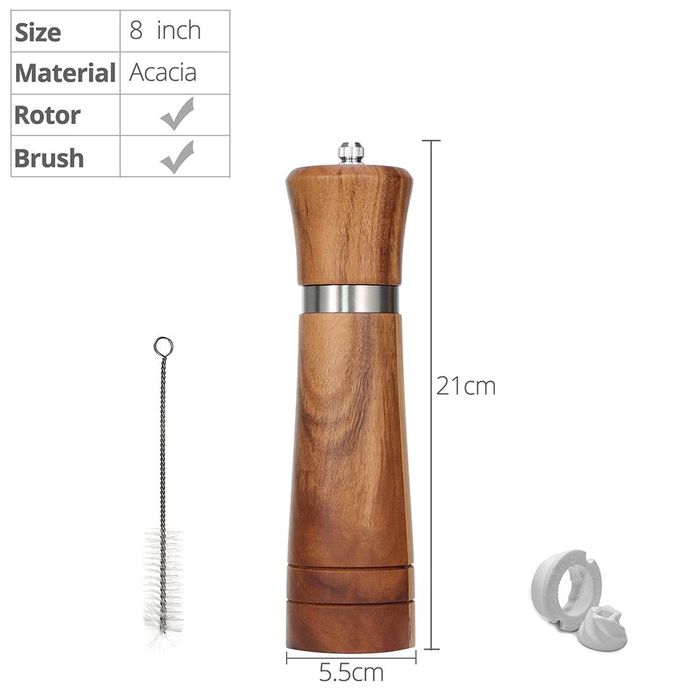Pepper Grinder, Wood Salt and Pepper Grinder Mills Sets (included a Spare Ceramic and Brush), Salt Shakers for Your Kitchen