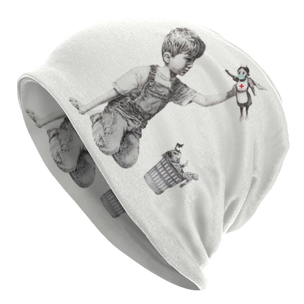 Banksy Art Graffiti Girl Heart Balloon Slouchy Beanie Unisex Women Hip Hop Winter Warm Skullies Beanies Hats Adult Knit Bonnet Cap