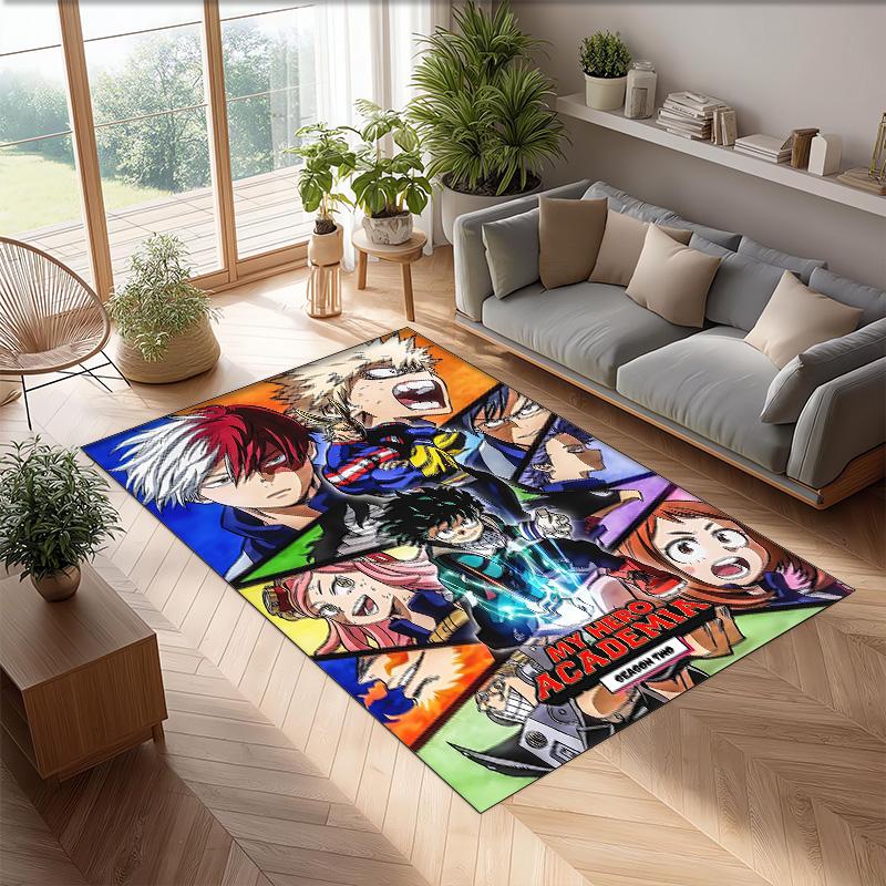 Soft Crystal Velvet Floor Rug,My Hero Academia Anti Slip Decorative Carpet, Plush Area Mat For Indoor Home Decoration