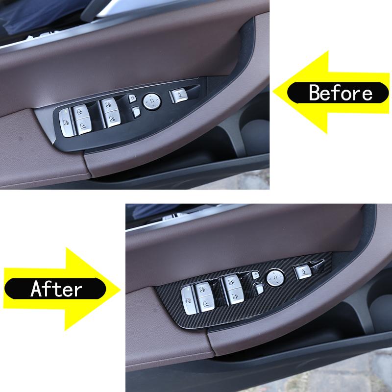 Наклейка с отделкой рамки кнопок подъема стекла окна автомобиля в стиле карбонового волокна для BMW X3 X4 G01 G02 2018    Автомобиль