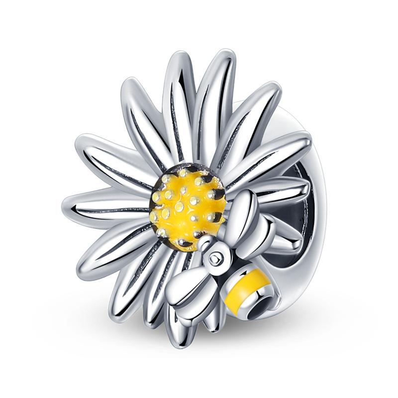 925 Silver Sunflower Butterfly Flower Heart Charm for 3mm DIY Bracelet, Beautifully Beaded DIY Fashion Maker Gifts