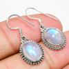 Natural Rainbow Moonstone Gemstone 925 Solid Sterling Silver Earring 1.25" F0M14