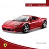 1:24 Farah 458 488 Die-cast Alloy Car Model Ornaments Metal Car Model Sound and Light  Pull Back Children's Toy Gift Collection Display
