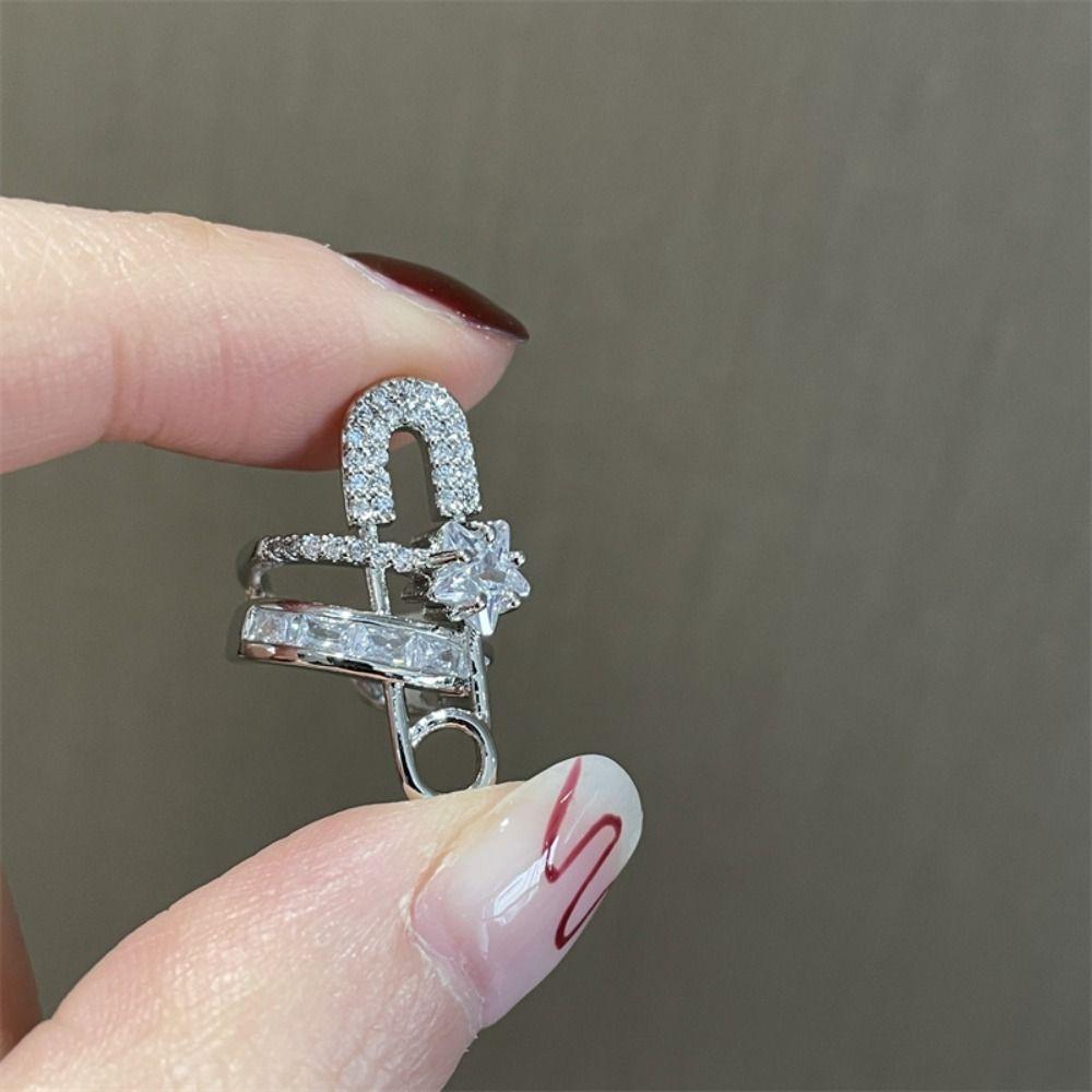 Шпилька Изящная Элегантная Корейский Стиль Кафф Серьга Женские Украшения Циркон Клипса для Уха Серьга в Стиле Скрепки