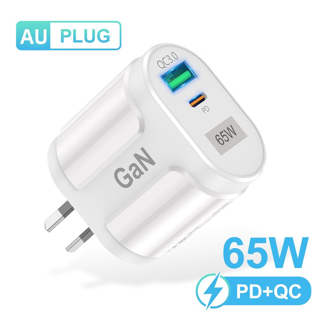 65 Вт GaN USB зарядное устройство AU EU US UK Plug Быстрая зарядка планшета Ноутбук USB C Быстрая зарядка QC 3,0 Зарядное устройство для мобильного телефона для путешествий