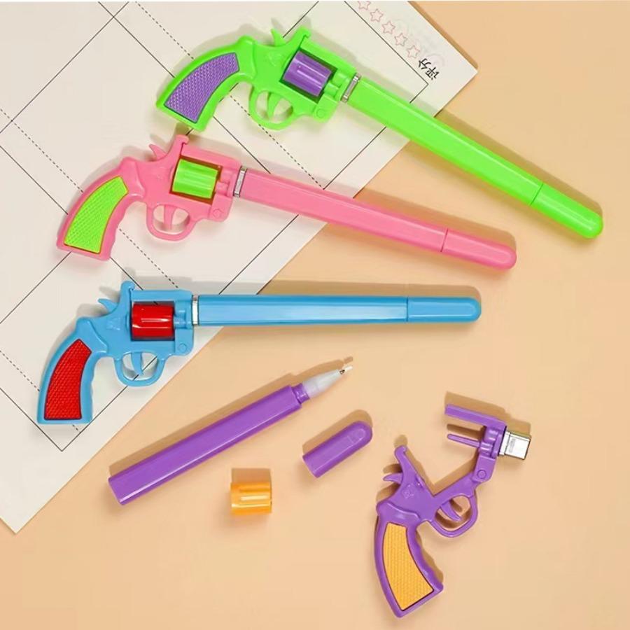 Снова в школу 10 шт. 0,5 мм Мультяшная форма револьвера Креативная разборная Нейтральная ручка, Прочная Школьная Учебная Водная ручка для Награждения учеников