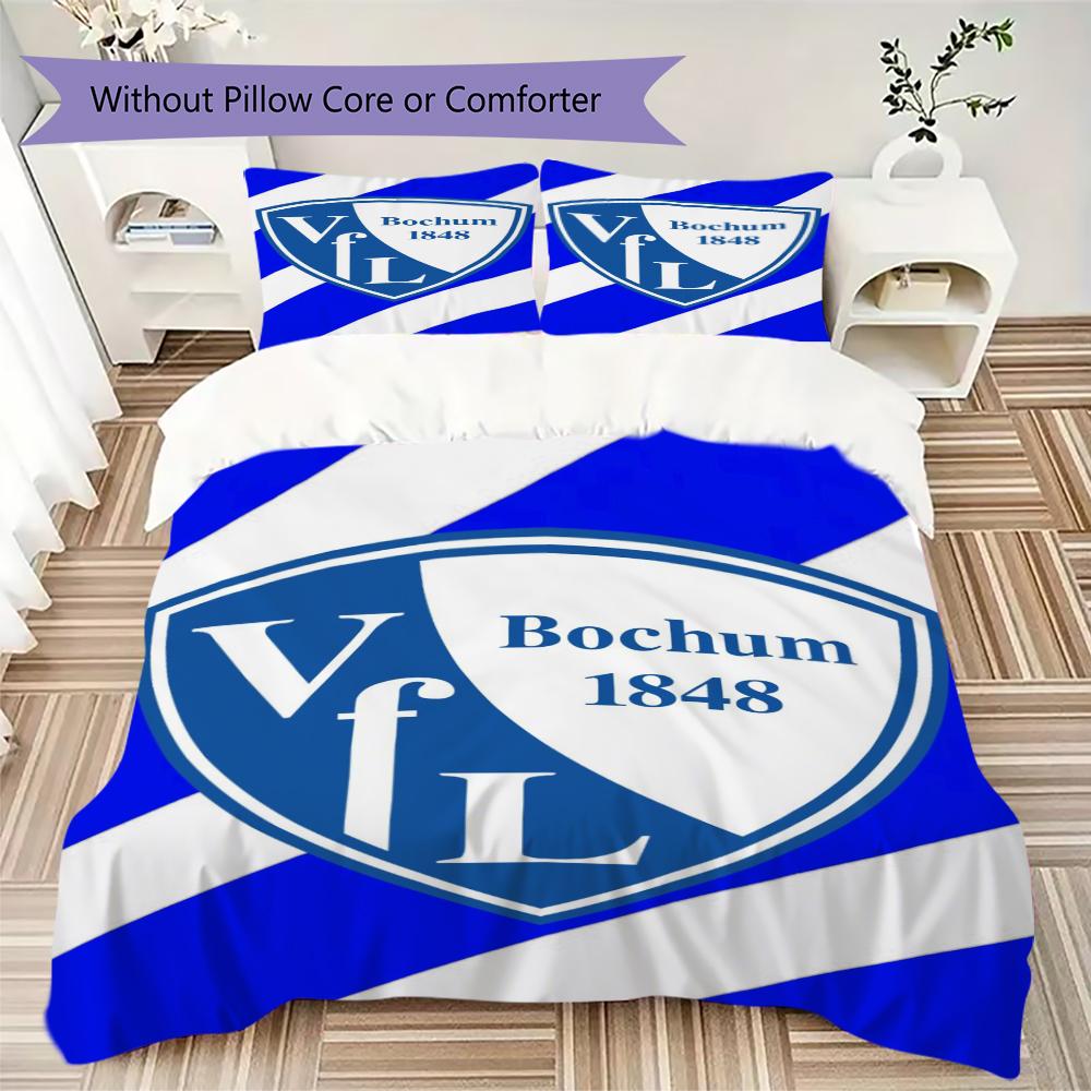 Постельное белье с узором VfL Bochum 1848 Комплект одеял Покрывало Наволочка Домашний Декор Подарок на День Рождения (1 пододеяльник + 2 наволочки без наполнителя)98