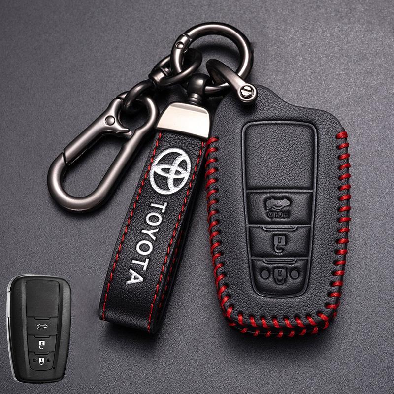 Leather Car Smart Remote Key Case Cover Holder Shell Fob For Toyota Corolla Prius Camry CHR C-HR RAV4 Altis Land Cruiser Prado