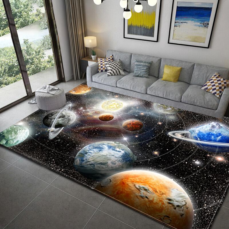 Living Room Non-Slip Rug Home Decor Living Room Earth Large Rug Galaxy Space Cushion Soft Area Rug