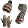Women's And Men's Winter Fashion Warmth Cute Hat Scarf Gloves Casual Three Piece Set