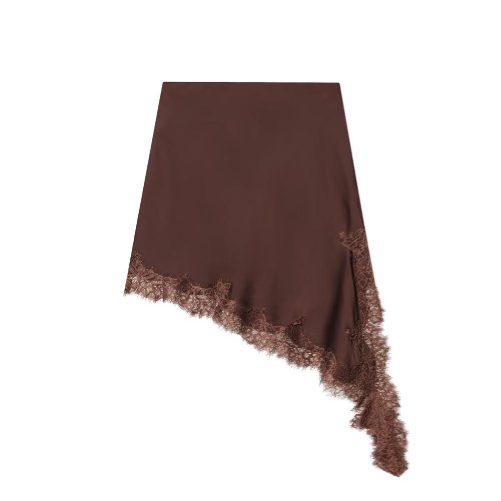 PB&ZA Women's European American Asymmetrical Lace Skirt - Comfortable Casual Style