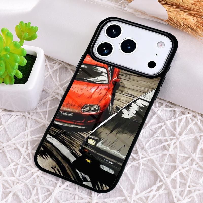 Initial D Drift soft Phone Case for iPhone 17 Air 16 15 11 12 14 13 Pro Max Shockproof Cover