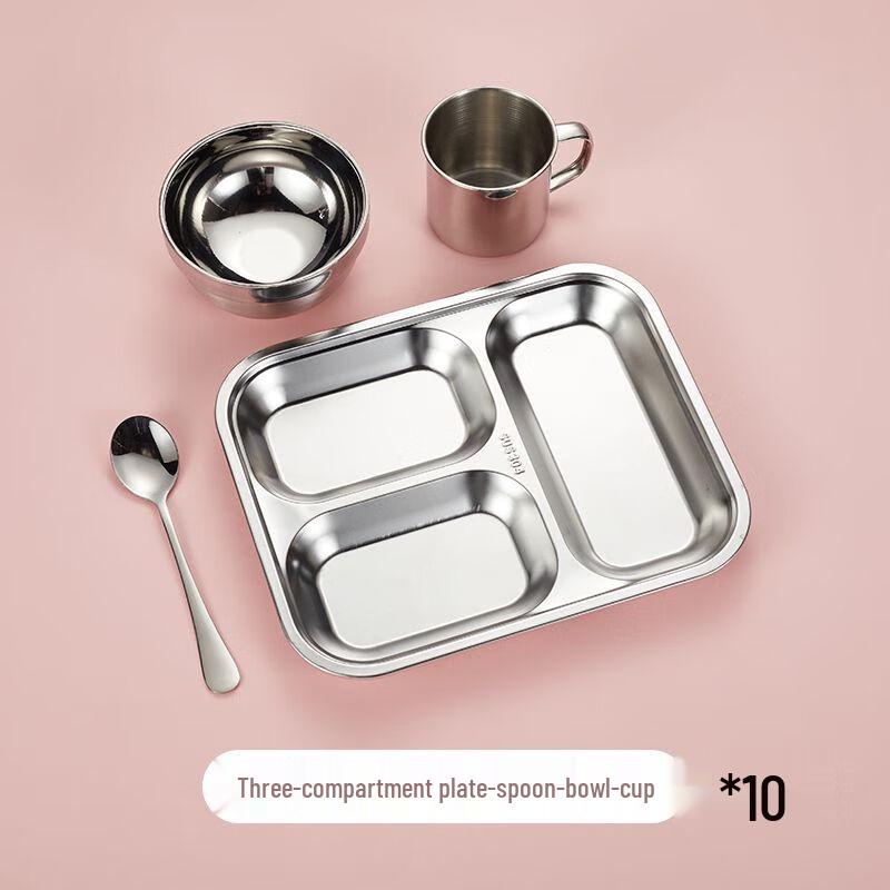 Kids' 304 Stainless Steel Divided Dinner Plate Set