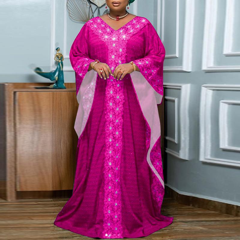 Женское платье больших размеров с круглым вырезом и длинными рукавами с принтом